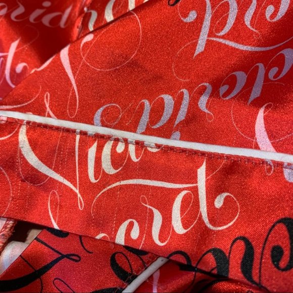 Red Victoria's Secret Script Satin Boxer PJ SET S - Picture 6 of 7